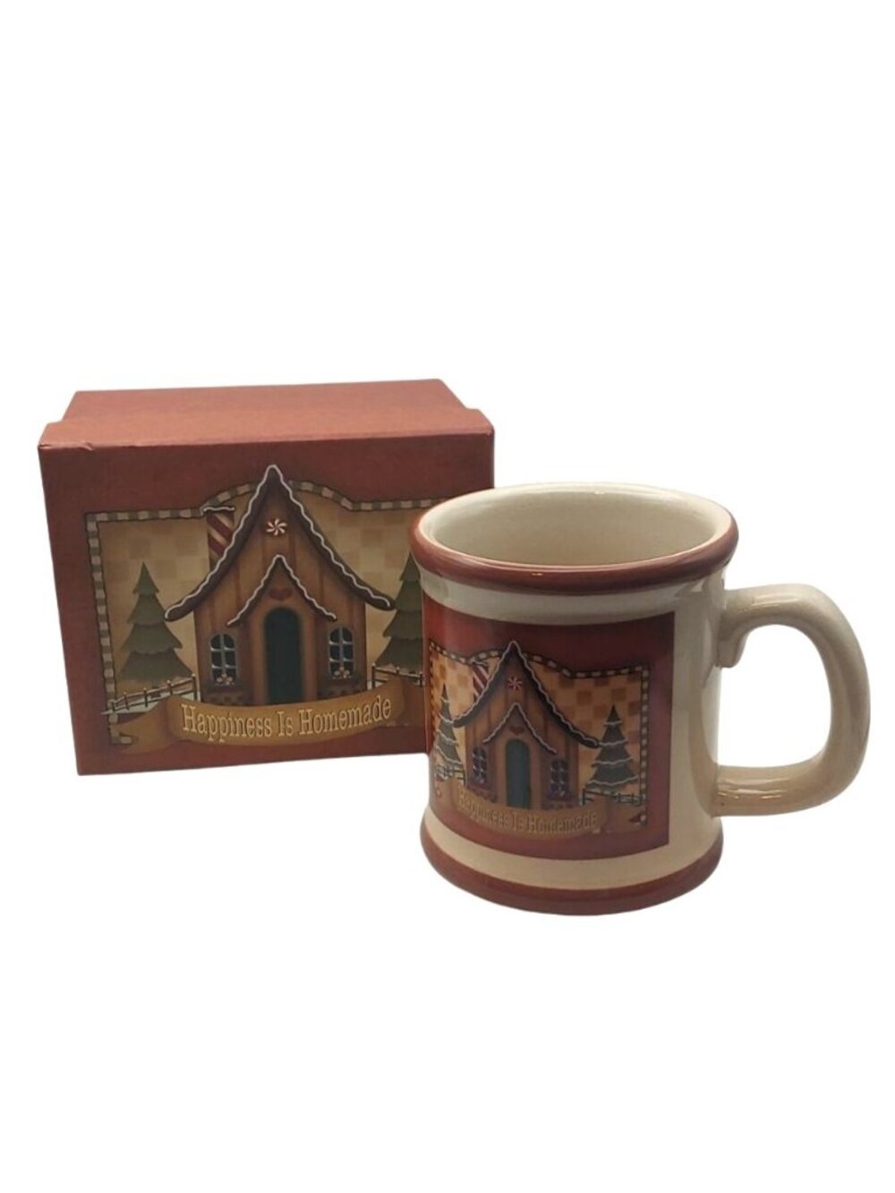 Crazy Mountain Ceramic Mug Happiness is Homemade Gift Box Crackle Glaze Holiday